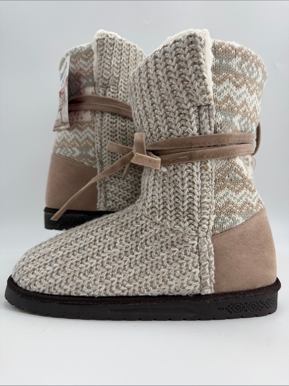 NWT Essentials by MUK LUKS Women's Size 10 Clementine Cream Knit Winter Boots